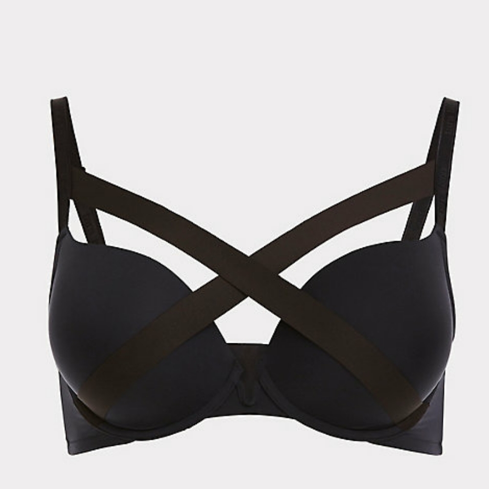 Torrid Tara Lynn Fishnet & Lace Push-Up Plunge Bra